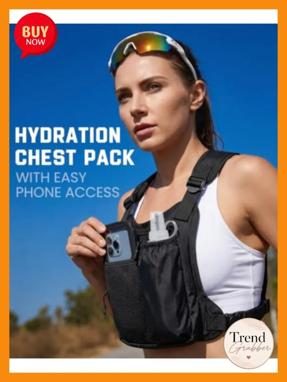 Hydration Vest with 500ml Soft Flask, Phone Pouch, 5 Pockets